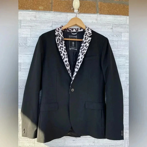 Religion Skinny Blazer With Leopard Lapel size medium - Picture 6 of 17